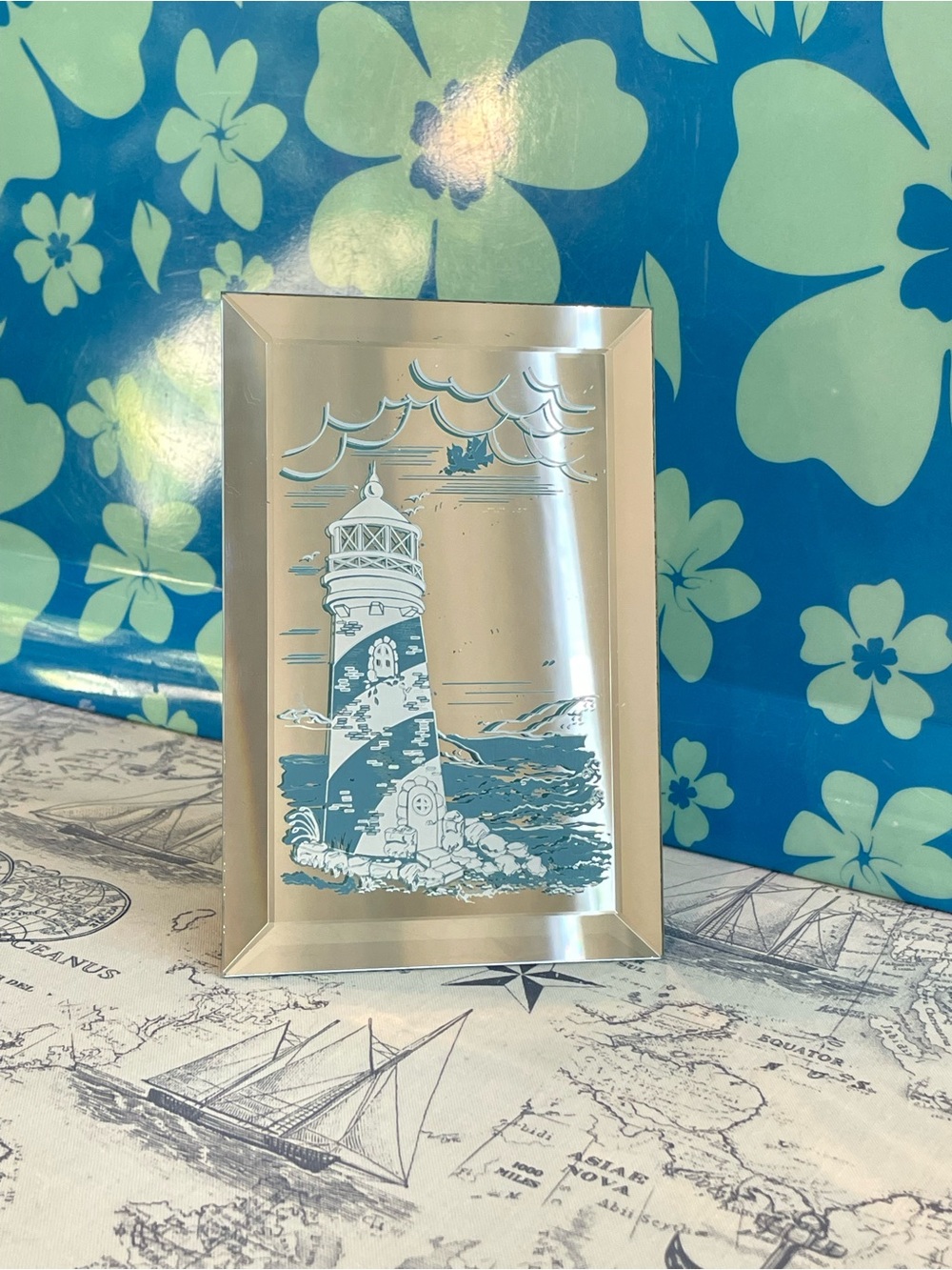 Vintage Beveled Mirror Lighthouse Tabletop Décor
